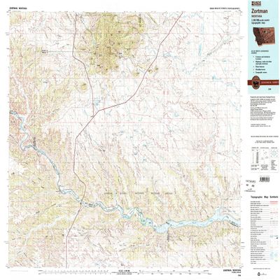 YellowMaps Zortman MT topo map, 1:100000 Scale, 30 X 60 Minute, Historical, 1984, Updated 1984, 24.1 x 35.8 in - Polypropylene