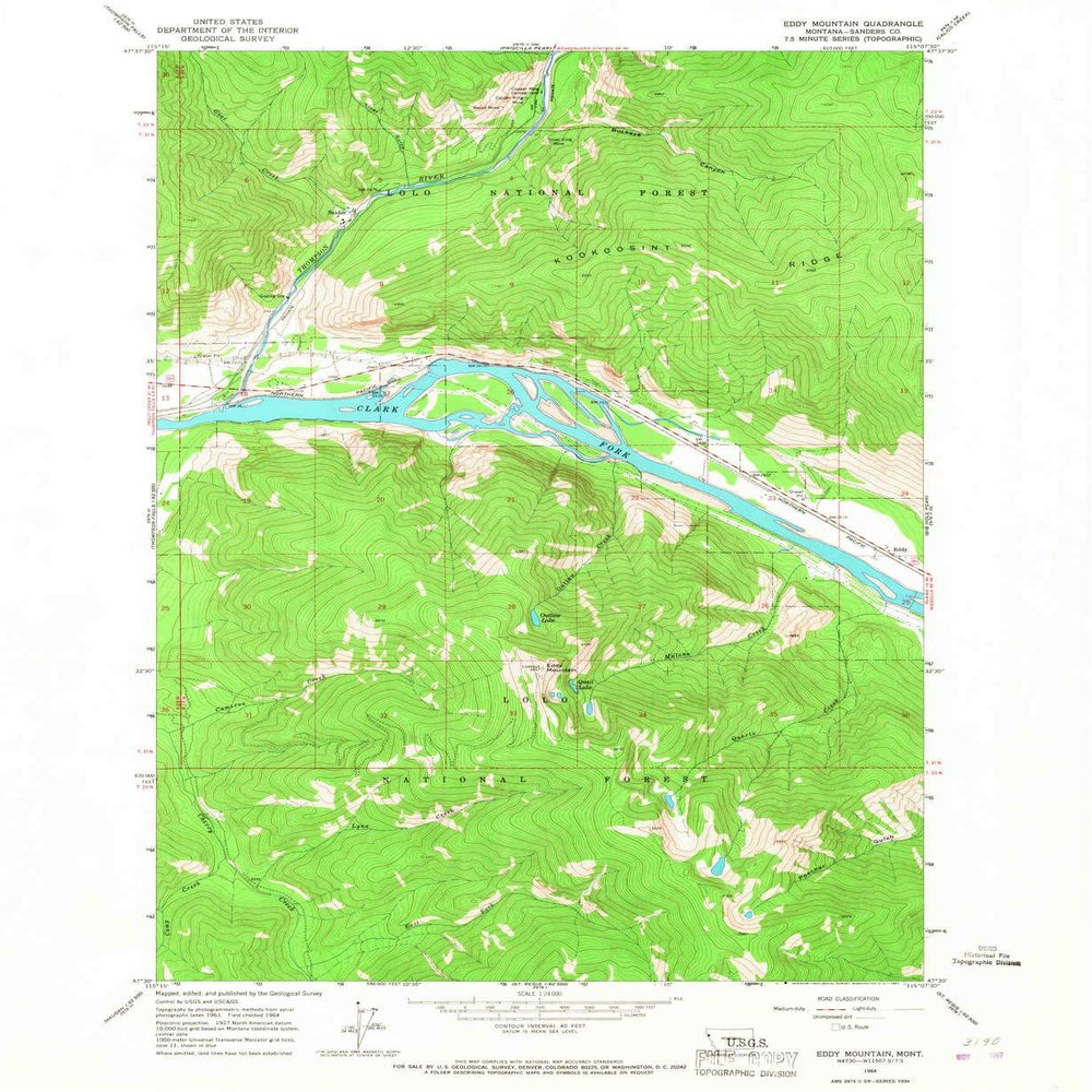 YellowMaps Eddy Mountain MT topo map, 1:24000 Scale, 7.5 X 7.5 Minute, Historical, 1964, Updated 1967, 26.8 x 22 in - Polypropylene