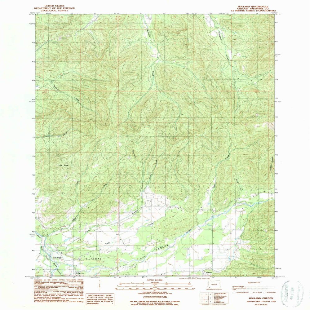 YellowMaps Holland OR topo map, 1:24000 Scale, 7.5 X 7.5 Minute, Historical, 1989, Updated 1989, 26.8 x 21.9 in - Polypropylene