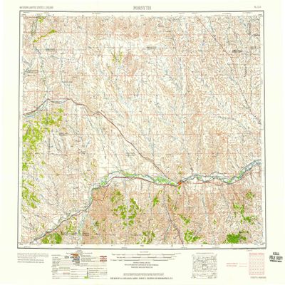 YellowMaps Forsyth MT topo map, 1:250000 Scale, 1 X 2 Degree, Historical, 1958, 22 x 28.9 in - Polypropylene