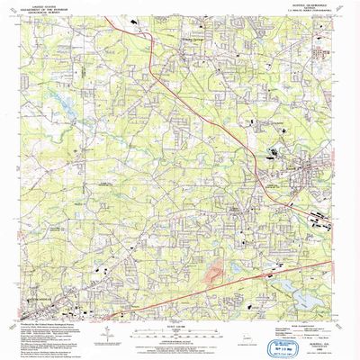 YellowMaps Austell GA topo map, 1:24000 Scale, 7.5 X 7.5 Minute, Historical, 1992, Updated 1992, 26.9 x 22 in - Polypropylene