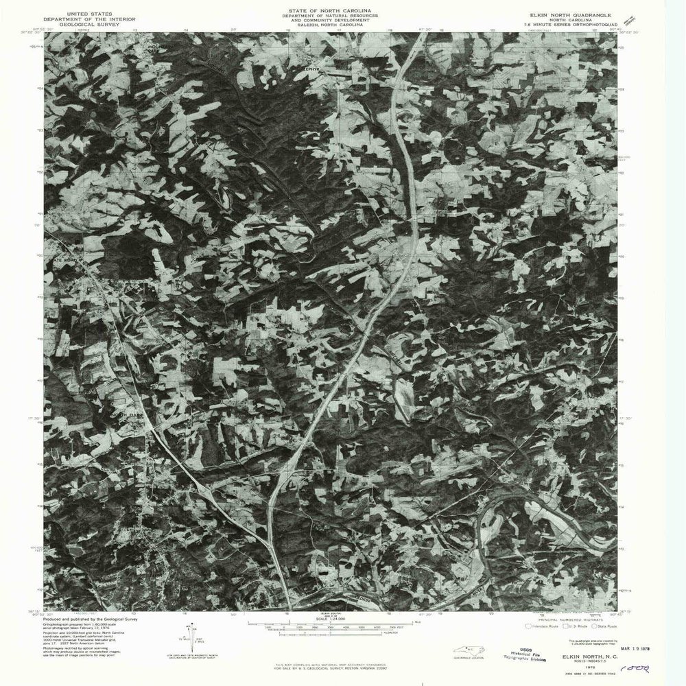 YellowMaps Elkin North NC topo map, 1:24000 Scale, 7.5 X 7.5 Minute, Historical, 1976, Updated 1979, 26.8 x 21.9 in - Tyvek