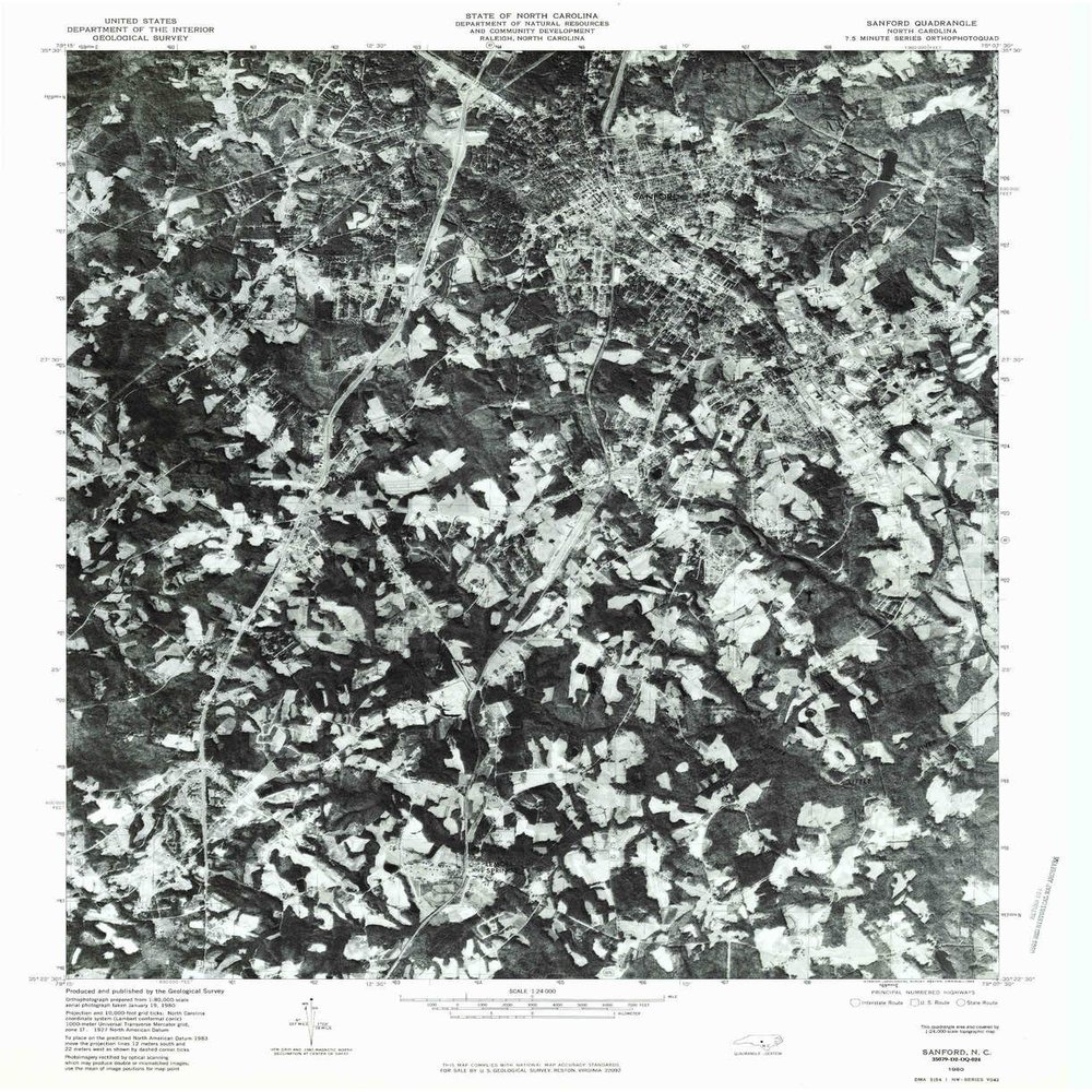 YellowMaps Sanford NC topo map, 1:24000 Scale, 7.5 X 7.5 Minute, Historical, 1980, Updated 1983, 26.7 x 21.7 in - Polypropylene