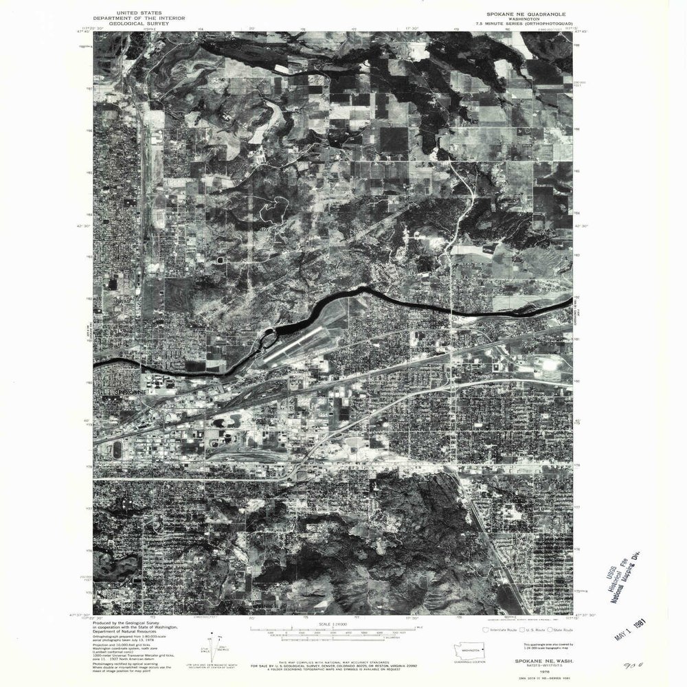 YellowMaps Spokane NE WA topo map, 1:24000 Scale, 7.5 X 7.5 Minute, Historical, 1978, Updated 1981, 27 x 22.2 in - Polypropylene