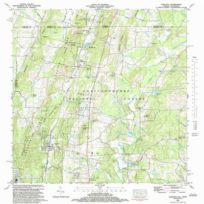 YellowMaps Cohutta GA topo map, 1:24000 Scale, 7.5 X 7.5 Minute, Historical, 1982, Updated 1984, 26.8 x 22 in - Polypropylene