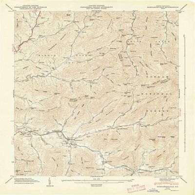 YellowMaps Barnardsville NC topo map, 1:24000 Scale, 7.5 X 7.5 Minute, Historical, 1947, Updated 1947, 27 x 22 in - Polypropylene