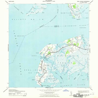 Deal Island MD topo map, 1:24000 Scale, 7.5 X 7.5 Minute, Historical, 1942, Updated 1970, 26.7 x 21.9 in - Tyvek