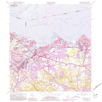 YellowMaps Keyport NJ topo map, 1:24000 Scale, 7.5 X 7.5 Minute, Historical, 1954, Updated 1981, 26.8 x 22 in - Tyvek