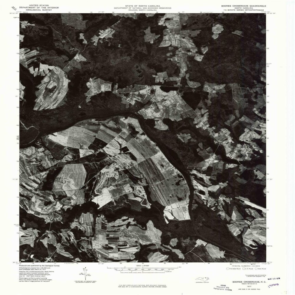 YellowMaps Boones Crossroads NC topo map, 1:24000 Scale, 7.5 X 7.5 Minute, Historical, 1977, Updated 1979, 26.8 x 21.9 in - Polypropylene