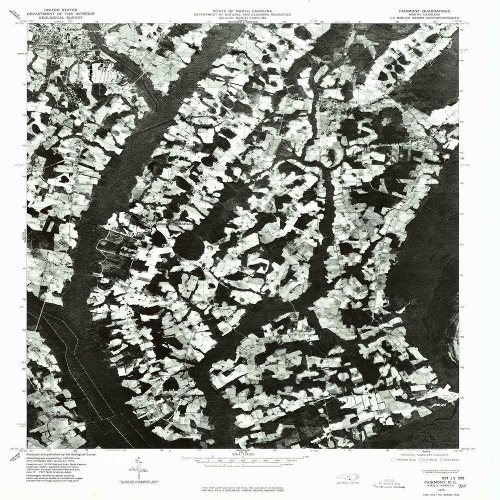 YellowMaps Fairmont NC topo map, 1:24000 Scale, 7.5 X 7.5 Minute, Historical, 1976, Updated 1978, 26.7 x 21.8 in - Tyvek