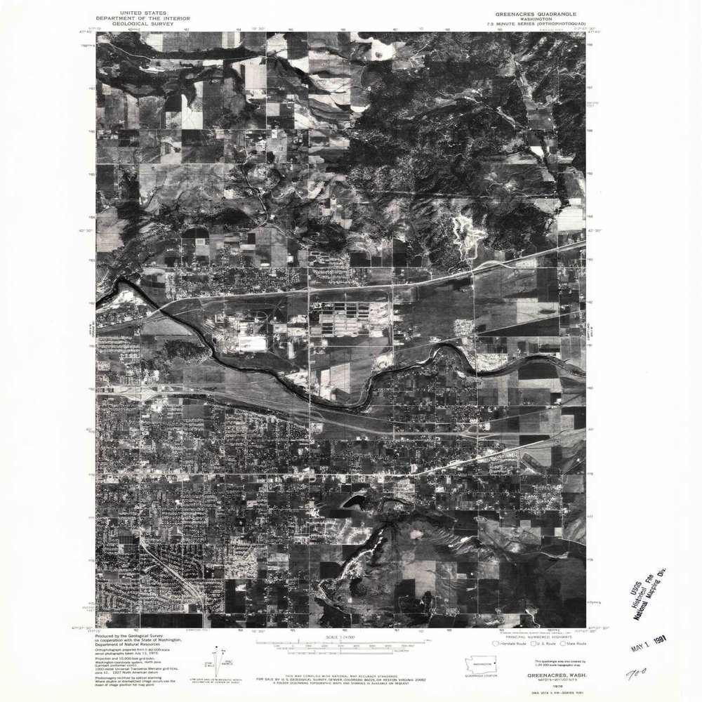 YellowMaps Greenacres WA topo map, 1:24000 Scale, 7.5 X 7.5 Minute, Historical, 1978, Updated 1981, 27 x 22.2 in - Polypropylene