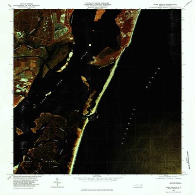 YellowMaps Kure Beach NC topo map, 1:24000 Scale, 7.5 X 7.5 Minute, Historical, 1980, Updated 1985, 26.8 x 22 in - Polypropylene