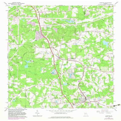 YellowMaps Hampton GA topo map, 1:24000 Scale, 7.5 X 7.5 Minute, Historical, 1965, Updated 1983, 27 x 22 in - Tyvek