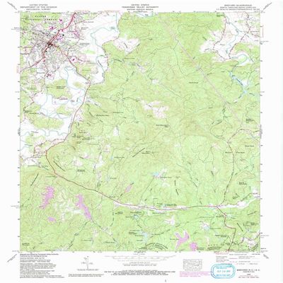 YellowMaps Brevard NC topo map, 1:24000 Scale, 7.5 X 7.5 Minute, Historical, 1965, Updated 1991, 27 x 22.1 in - Tyvek