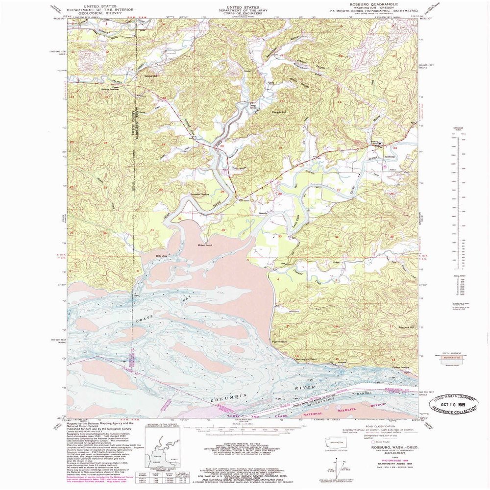 YellowMaps Rosburg WA topo map, 1:24000 Scale, 7.5 X 7.5 Minute, Historical, 1949, Updated 1985, 27.9 x 22.1 in - Polypropylene