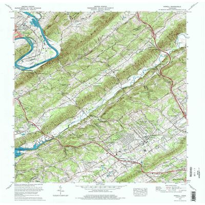 Powell TN topo map, 1:24000 Scale, 7.5 X 7.5 Minute, Historical, 1976, Updated 1977, 27.4 x 22 in - Polypropylene
