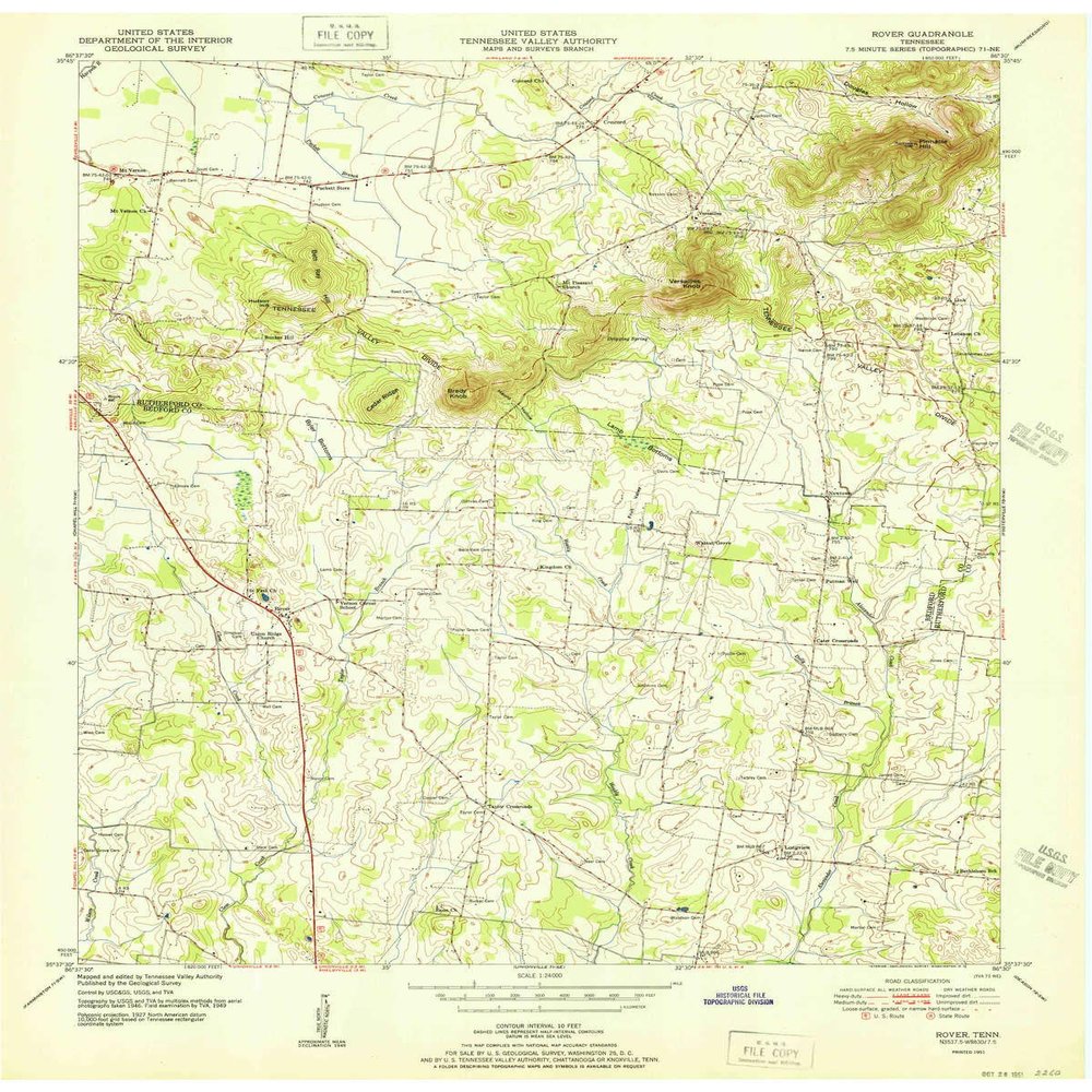 YellowMaps Rover TN topo map, 1:24000 Scale, 7.5 X 7.5 Minute, Historical, 1951, 27.4 x 22 in - Tyvek
