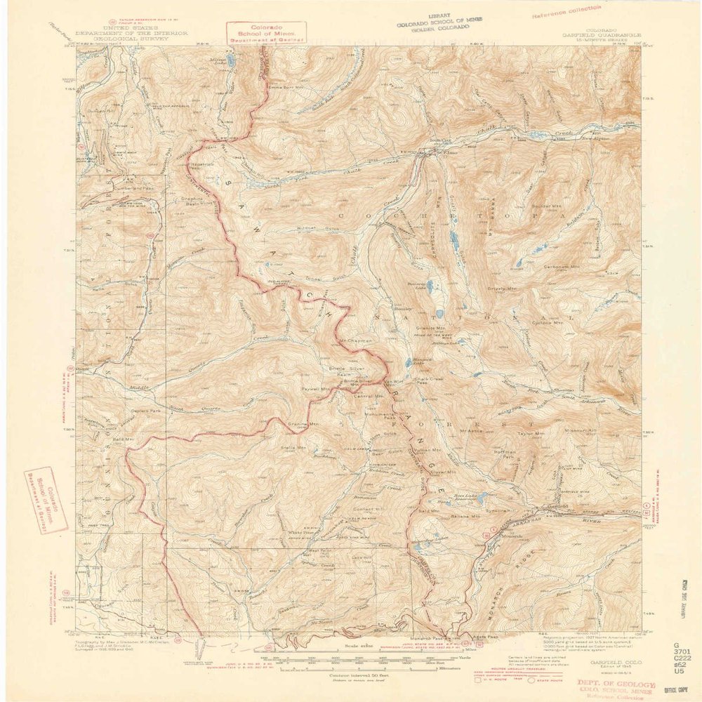 YellowMaps Garfield CO topo map, 1:62500 Scale, 15 X 15 Minute, Historical, 1945, 21 x 17 in - Polypropylene