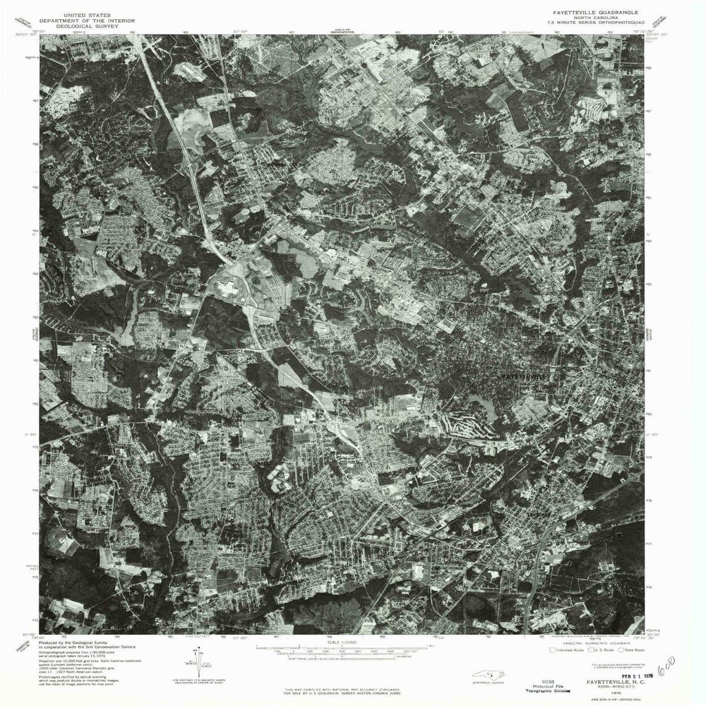 YellowMaps Fayetteville NC topo map, 1:24000 Scale, 7.5 X 7.5 Minute, Historical, 1976, Updated 1978, 26.7 x 21.8 in - Polypropylene