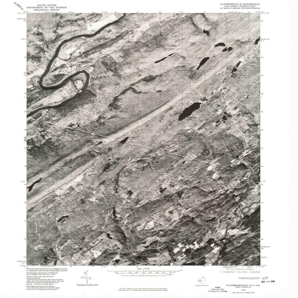 YellowMaps Flatbrookville NJ topo map, 1:24000 Scale, 7.5 X 7.5 Minute, Historical, 1976, Updated 1978, 26.9 x 22 in - Polypropylene