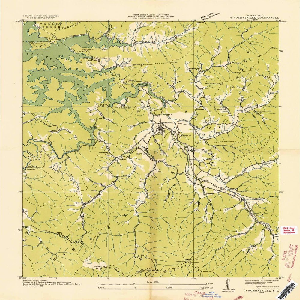 YellowMaps Robbinsville NC topo map, 1:24000 Scale, 7.5 X 7.5 Minute, Historical, 1935, 26.6 x 21.8 in - Polypropylene