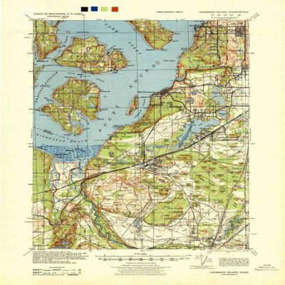 YellowMaps Anderson Island WA topo map, 1:62500 Scale, 15 X 15 Minute, Historical, 1940, 21.8 x 15.8 in - Tyvek