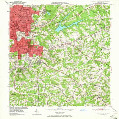 YellowMaps Winston Salem East NC topo map, 1:24000 Scale, 7.5 X 7.5 Minute, Historical, 1950, Updated 1965, 26.8 x 21.9 in - Tyvek