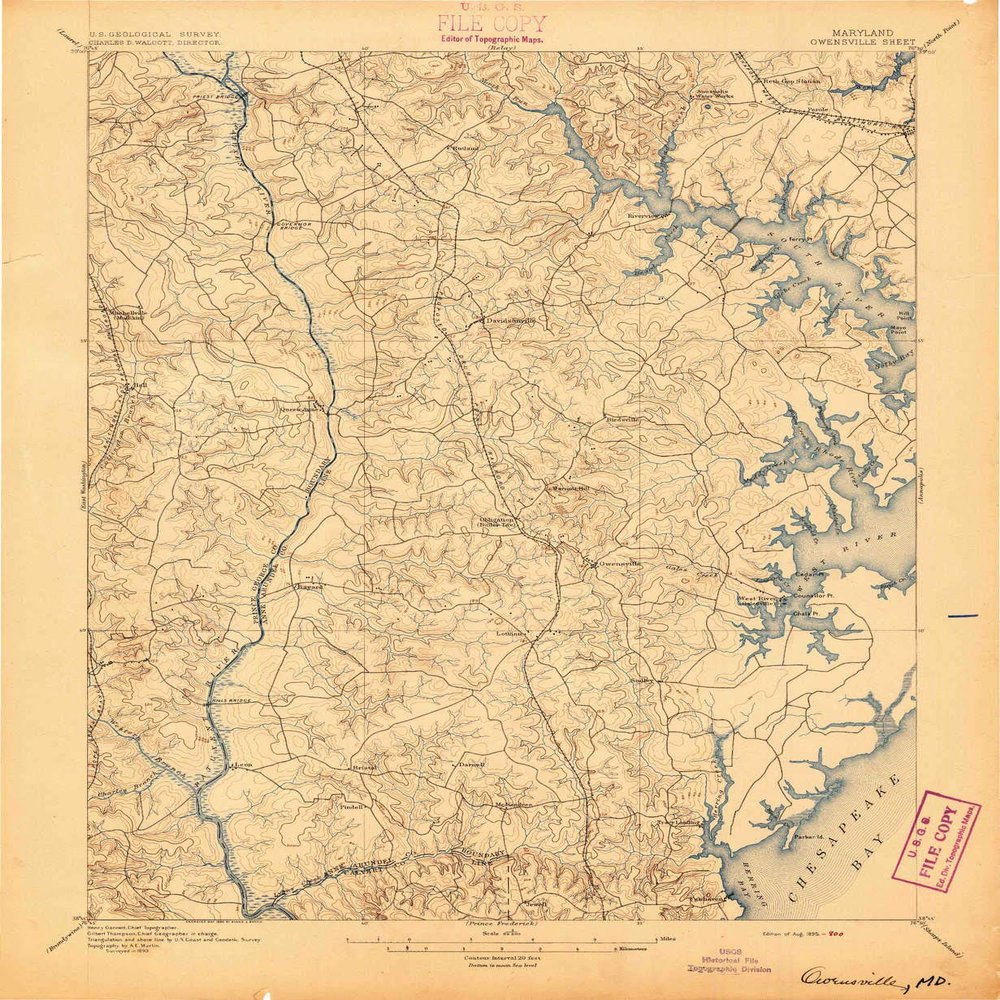 YellowMaps Owensville MD topo map, 1:62500 Scale, 15 X 15 Minute, Historical, 1895, 20.1 x 16.5 in - Tyvek