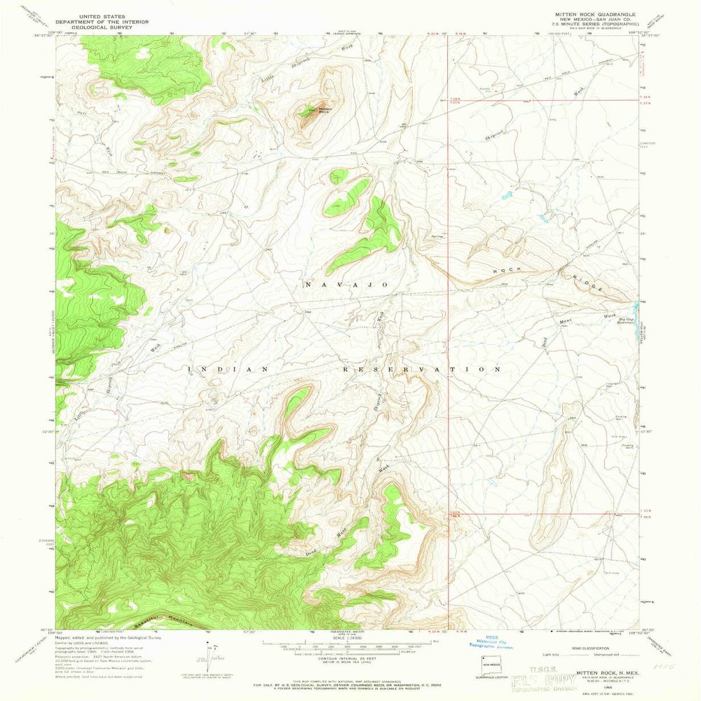 YellowMaps Mitten Rock NM topo map, 1:24000 Scale, 7.5 X 7.5 Minute, Historical, 1966, Updated 1969, 26.9 x 22.1 in - Polypropylene