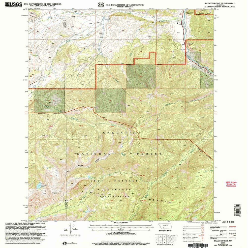 YellowMaps Beacon Point MT topo map, 1:24000 Scale, 7.5 X 7.5 Minute, Historical, 2000, Updated 2005, 26.8 x 21.5 in - Polypropylene
