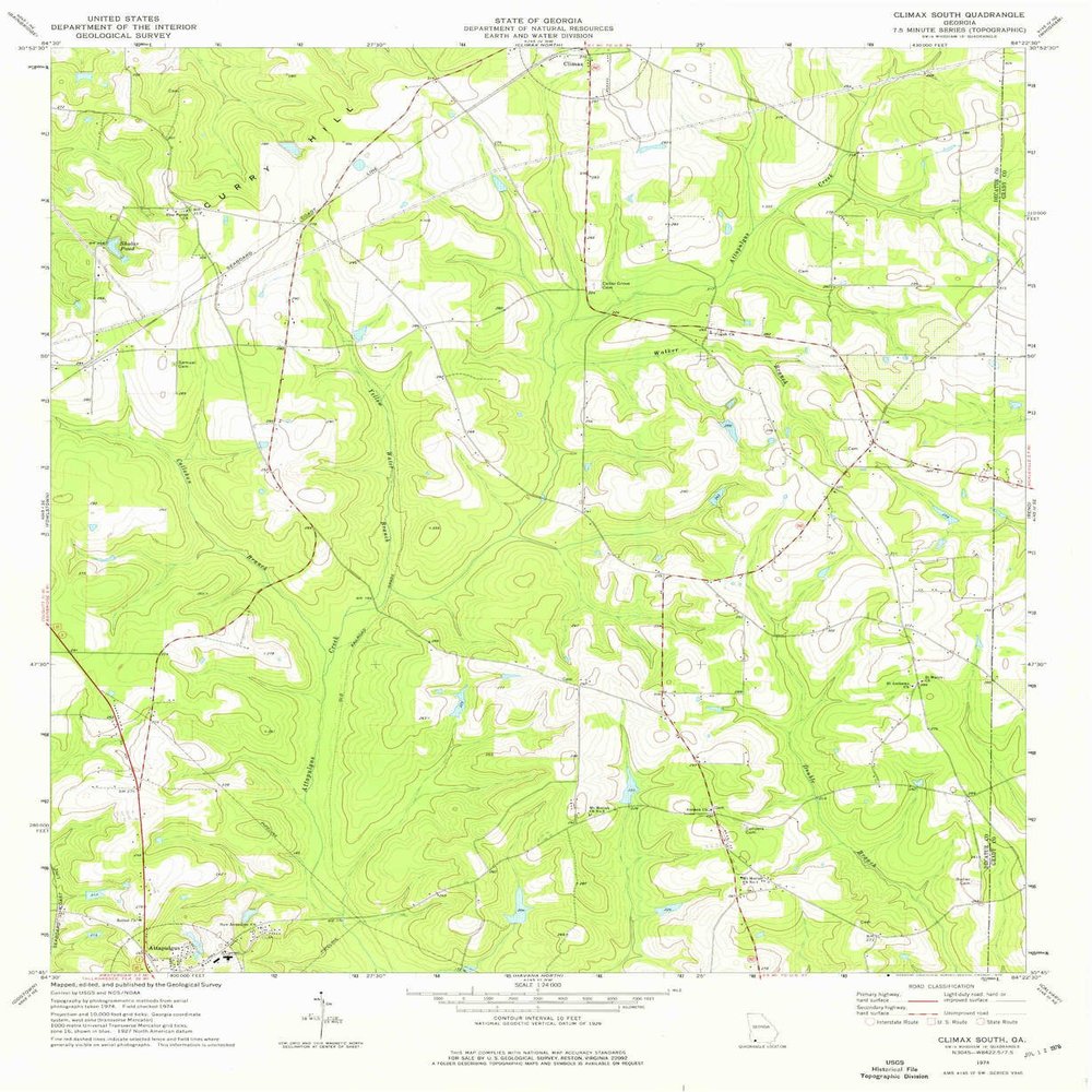 YellowMaps Climax South GA topo map, 1:24000 Scale, 7.5 X 7.5 Minute, Historical, 1974, Updated 1976, 26.8 x 22 in - Polypropylene