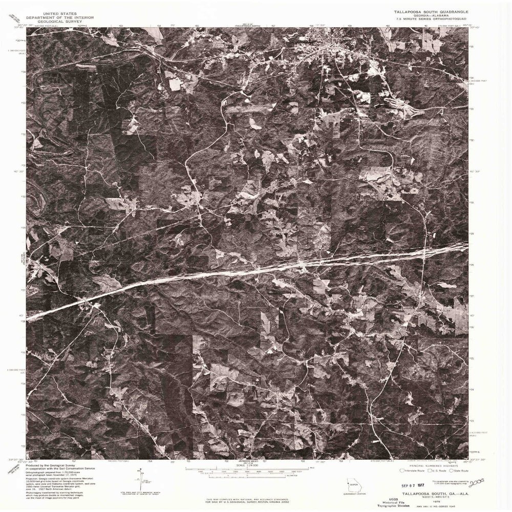 YellowMaps Tallapoosa South GA topo map, 1:24000 Scale, 7.5 X 7.5 Minute, Historical, 1975, Updated 1977, 26.9 x 22 in - Polypropylene