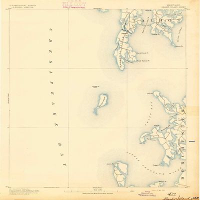 YellowMaps Sharps Island MD topo map, 1:62500 Scale, 15 X 15 Minute, Historical, 1893, 19.6 x 15.5 in - Polypropylene