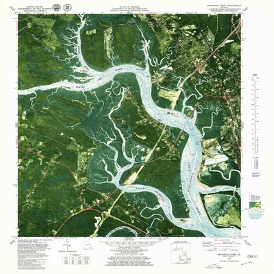 YellowMaps Brunswick West GA topo map, 1:24000 Scale, 7.5 X 7.5 Minute, Historical, 1979, Updated 1980, 27.9 x 24 in - Tyvek