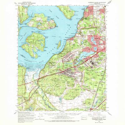 YellowMaps Anderson Island WA topo map, 1:62500 Scale, 15 X 15 Minute, Historical, 1959, Updated 1968, 20.8 x 17 in - Polypropylene