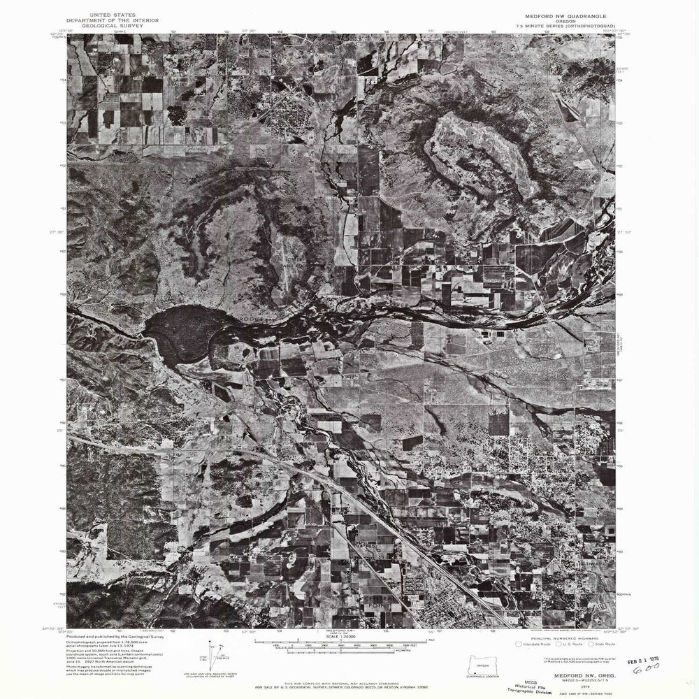 YellowMaps Medford NW OR topo map, 1:24000 Scale, 7.5 X 7.5 Minute, Historical, 1974, Updated 1978, 26.7 x 21.4 in - Polypropylene