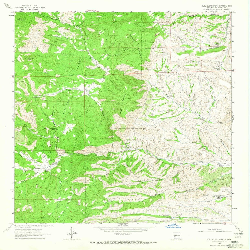 YellowMaps Sugarloaf Peak NM topo map, 1:24000 Scale, 7.5 X 7.5 Minute, Historical, 1963, Updated 1965, 27 x 22 in - Tyvek