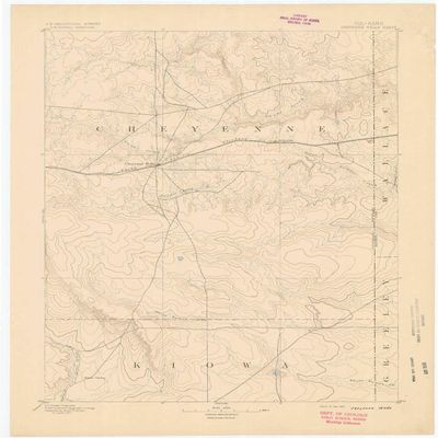 Cheyenne Wells CO topo map, 1:125000 Scale, 30 X 30 Minute, Historical, 1894, 20.7 x 17 in - Polypropylene