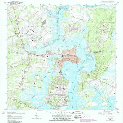 YellowMaps Beaufort SC topo map, 1:24000 Scale, 7.5 X 7.5 Minute, Historical, 1958, Updated 1989, 26.7 x 22 in - Polypropylene