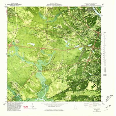 YellowMaps Garden City GA topo map, 1:24000 Scale, 7.5 X 7.5 Minute, Historical, 1980, Updated 1980, 27.8 x 24 in - Tyvek