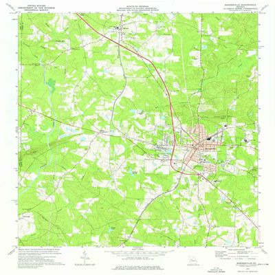 YellowMaps Barnesville GA topo map, 1:24000 Scale, 7.5 X 7.5 Minute, Historical, 1973, Updated 1976, 26.8 x 22 in - Polypropylene
