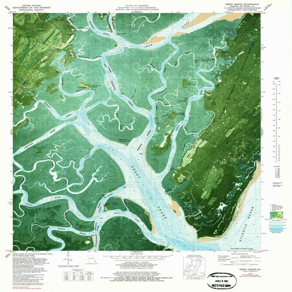 YellowMaps Doboy Sound GA topo map, 1:24000 Scale, 7.5 X 7.5 Minute, Historical, 1979, Updated 1979, 27.9 x 23 in - Polypropylene