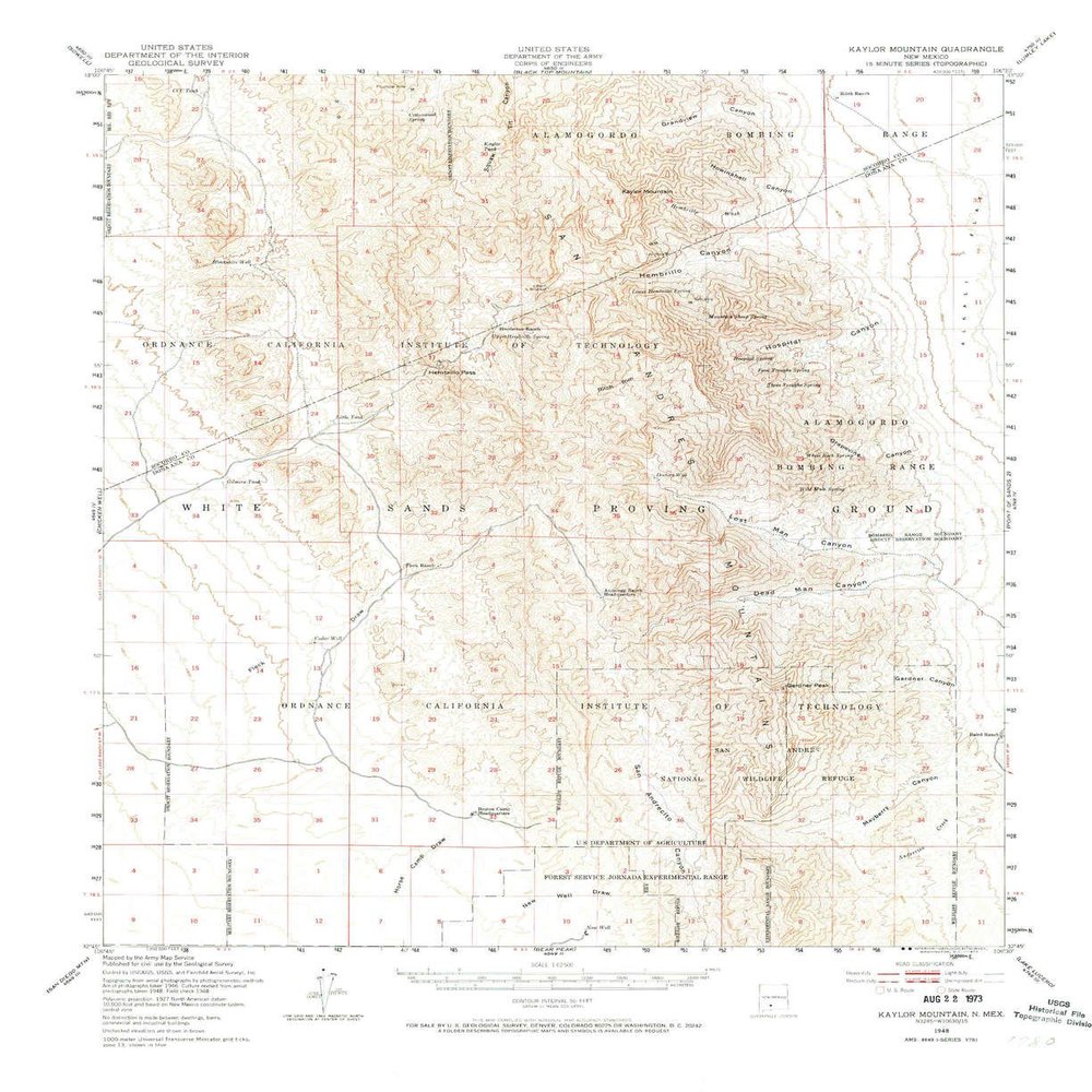YellowMaps Kaylor Mountain NM topo map, 1:62500 Scale, 15 X 15 Minute, Historical, 1948, Updated 1973, 21.9 x 17.9 in - Polypropylene