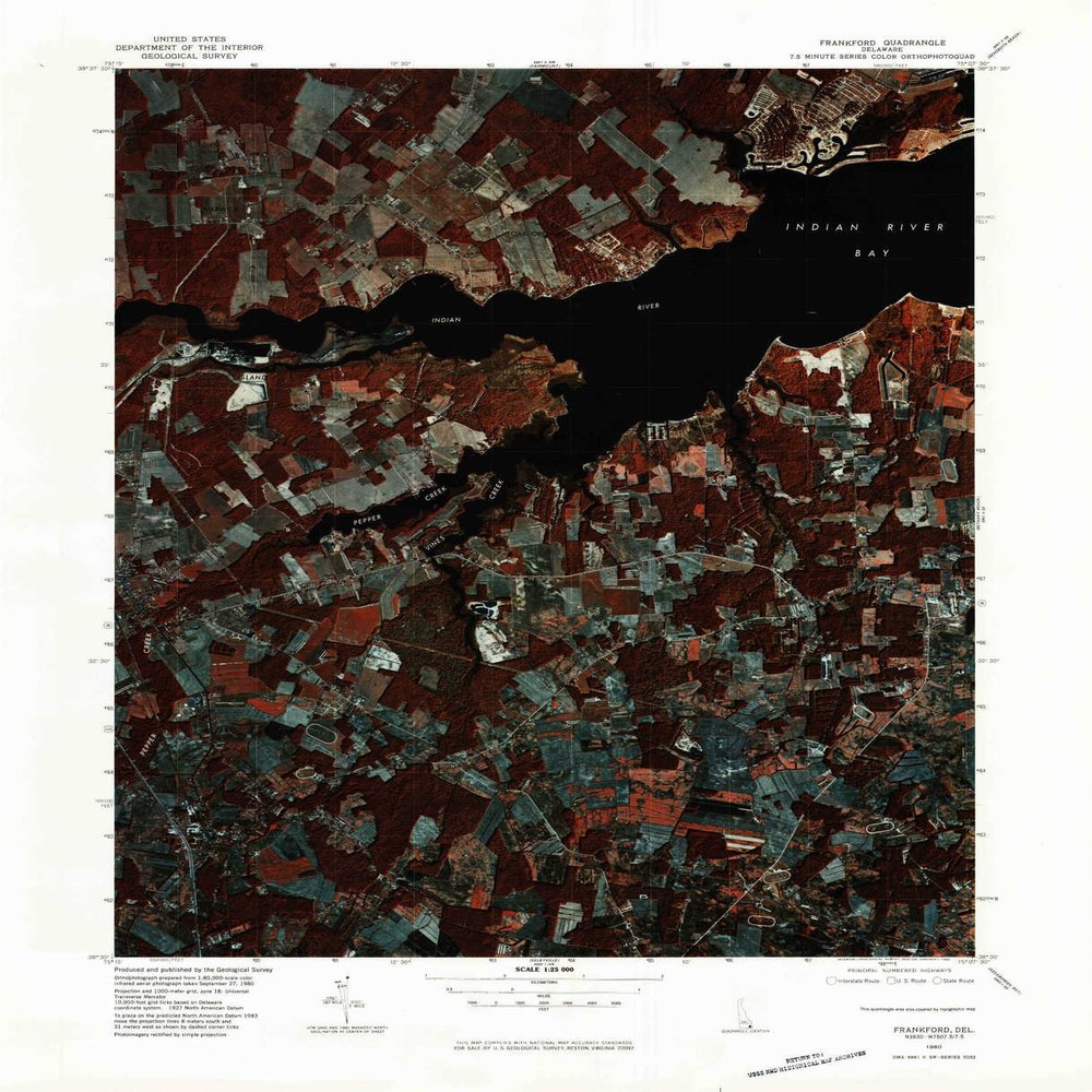 YellowMaps Frankford DE topo map, 1:25000 Scale, 7.5 X 7.5 Minute, Historical, 1980, Updated 1982, 26.9 x 21.8 in - Polypropylene
