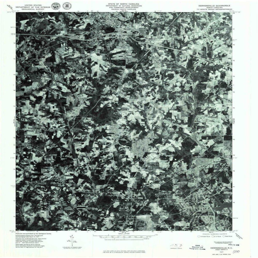YellowMaps Kernersville NC topo map, 1:24000 Scale, 7.5 X 7.5 Minute, Historical, 1977, Updated 1979, 26.7 x 21.9 in - Polypropylene