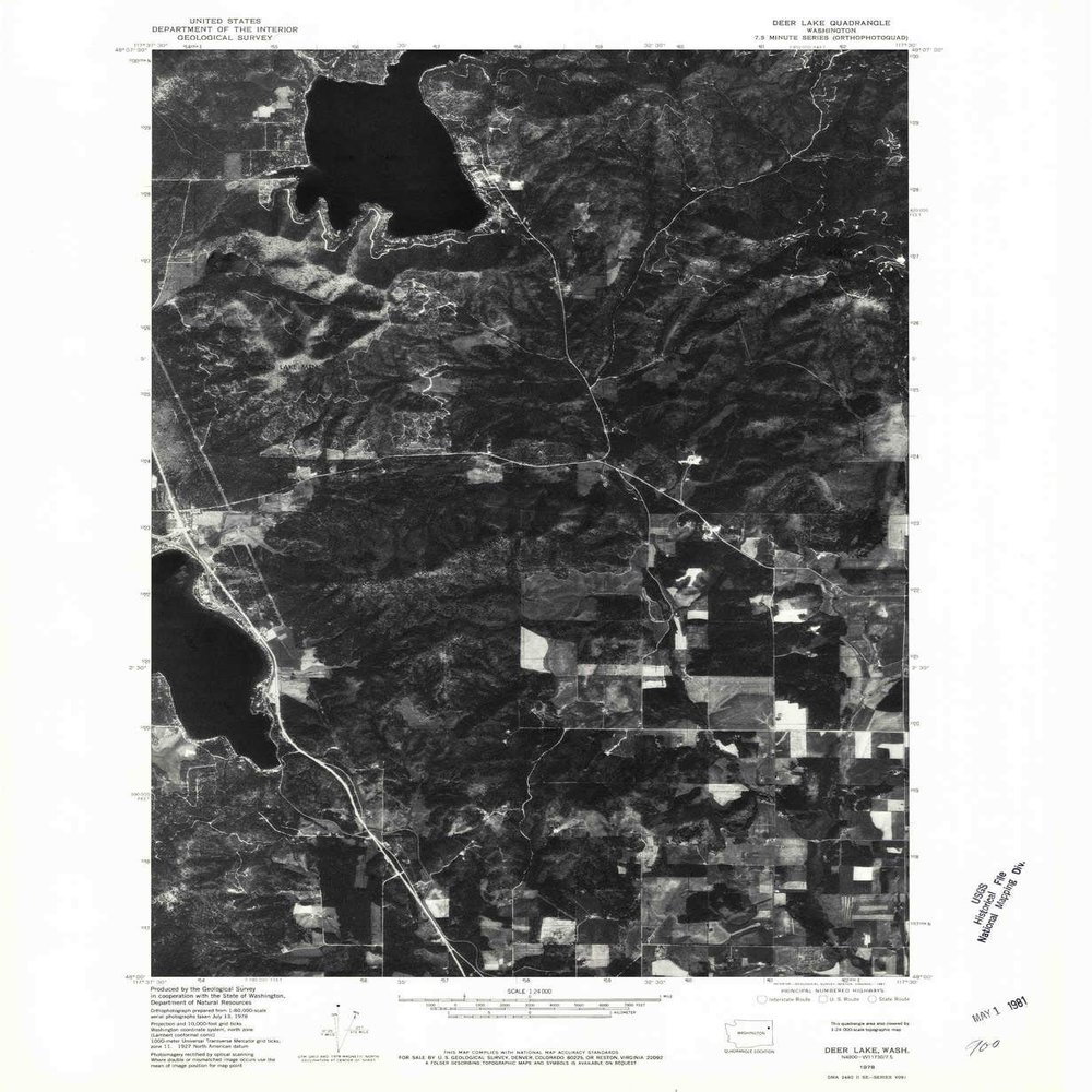 YellowMaps Deer Lake WA topo map, 1:24000 Scale, 7.5 X 7.5 Minute, Historical, 1978, Updated 1981, 27.1 x 22.2 in - Polypropylene