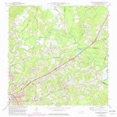YellowMaps Northeast Durham NC topo map, 1:24000 Scale, 7.5 X 7.5 Minute, Historical, 1973, Updated 1982, 26.7 x 21.7 in - Polypropylene