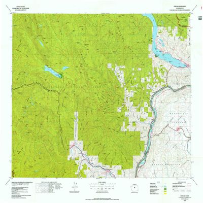 YellowMaps Chelan WA topo map, 1:100000 Scale, 30 X 60 Minute, Historical, 1975, Updated 1977, 27.1 x 33.6 in - Polypropylene
