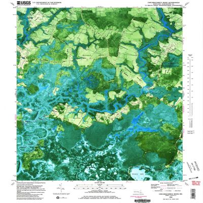 YellowMaps Chicamacomico River MD topo map, 1:24000 Scale, 7.5 X 7.5 Minute, Historical, 1982, Updated 1983, 26.7 x 21.9 in - Tyvek