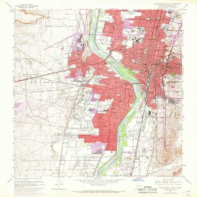 YellowMaps Albuquerque West NM topo map, 1:24000 Scale, 7.5 X 7.5 Minute, Historical, 1960, Updated 1969, 26.9 x 22 in - Polypropylene